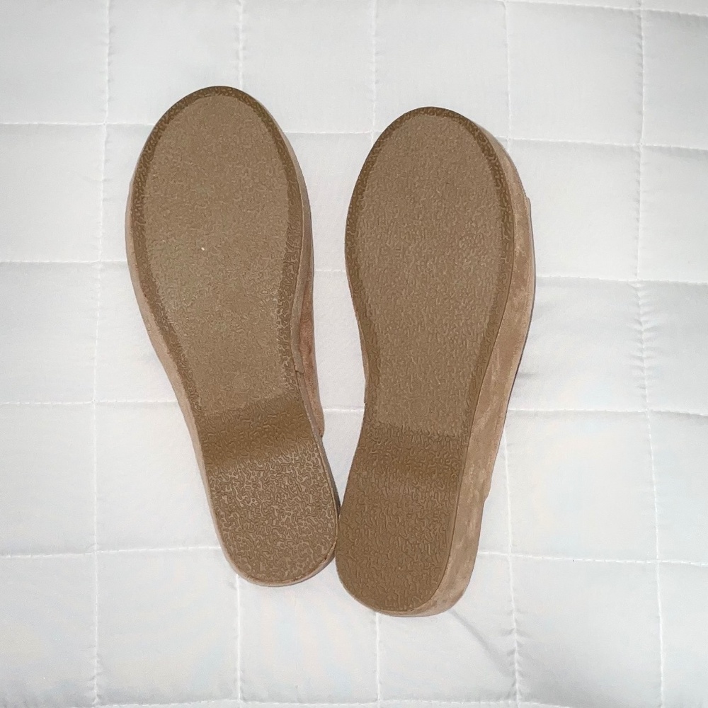 Corkys Blush Pink Suede Wedge Slide Sandals - Picture 3 of 4